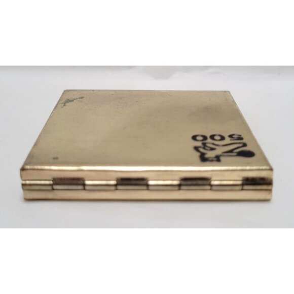 Vintage 1970s Brunswick Bowling 500 Series Gold Tone Metal Compact Mirror-Lot B - Picture 7 of 9